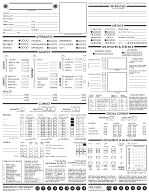 Pathfinder character sheet